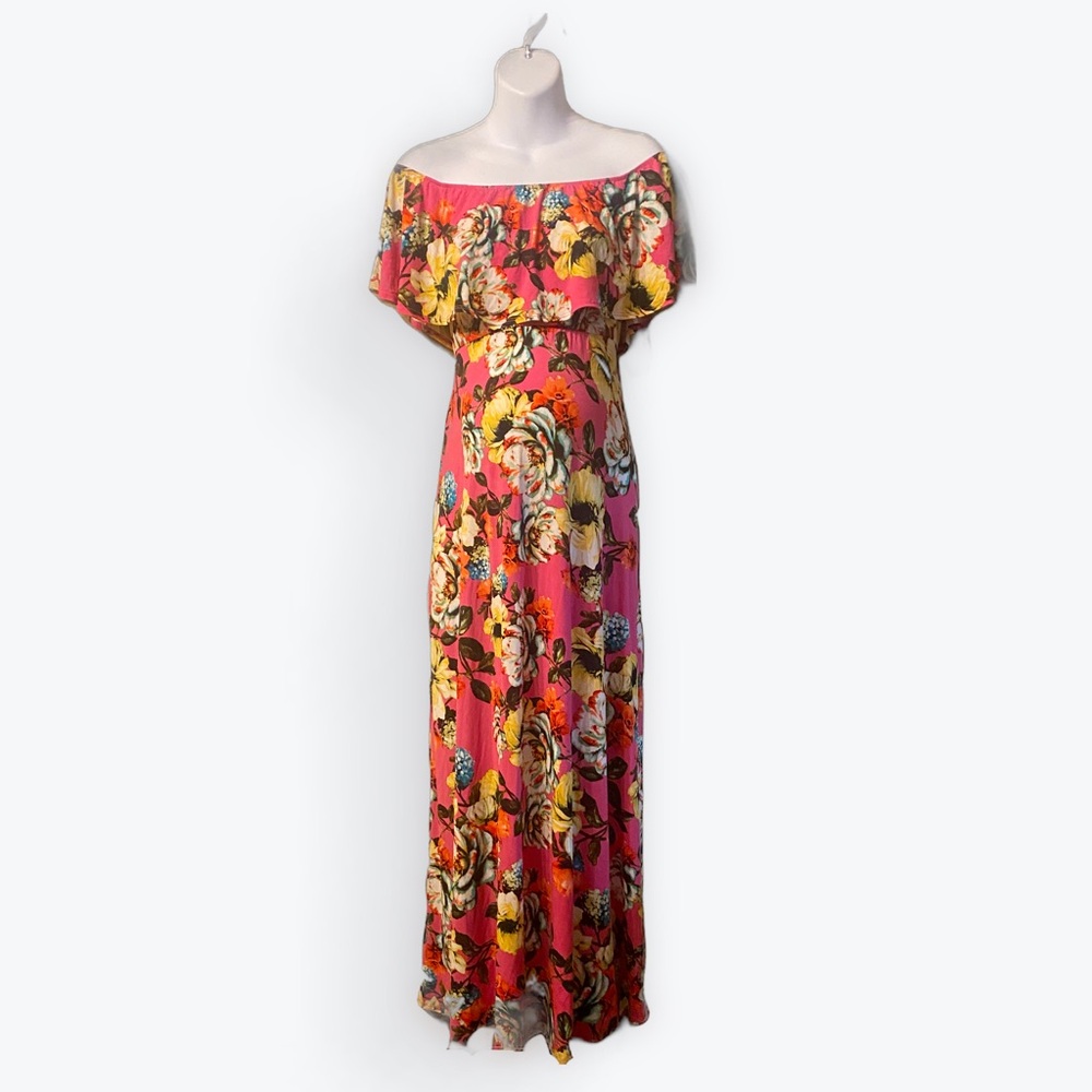 Floral Off-Shoulder Maxi Maternity Dress